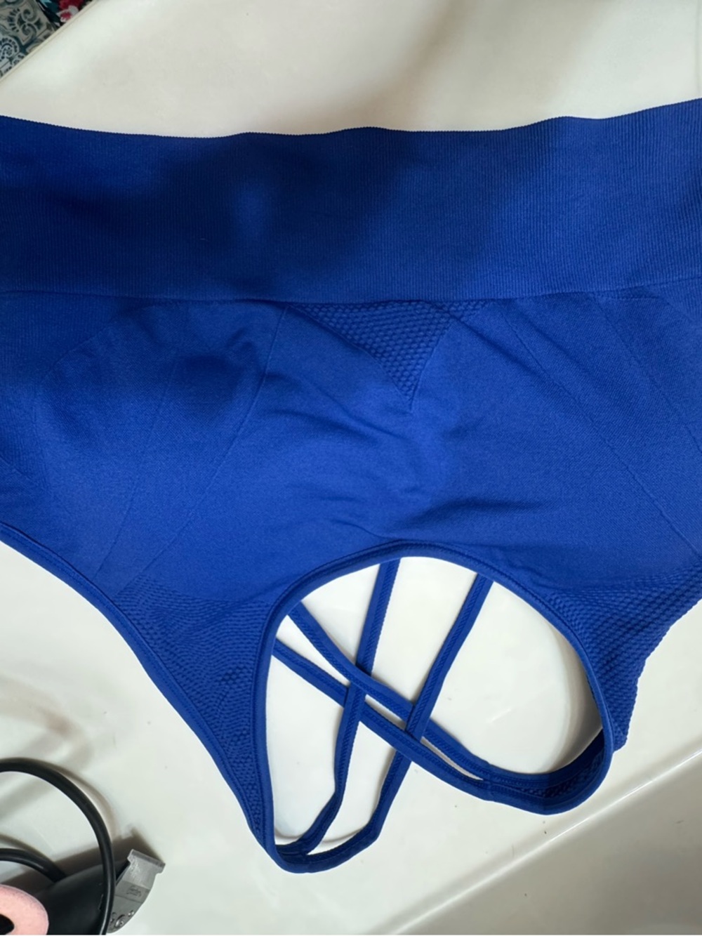 Zella Blue Ribbed Active Sports Bra